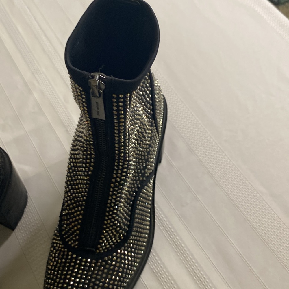 Michael Kors Black Studded Platform Ankle Boots - Picture 3 of 7